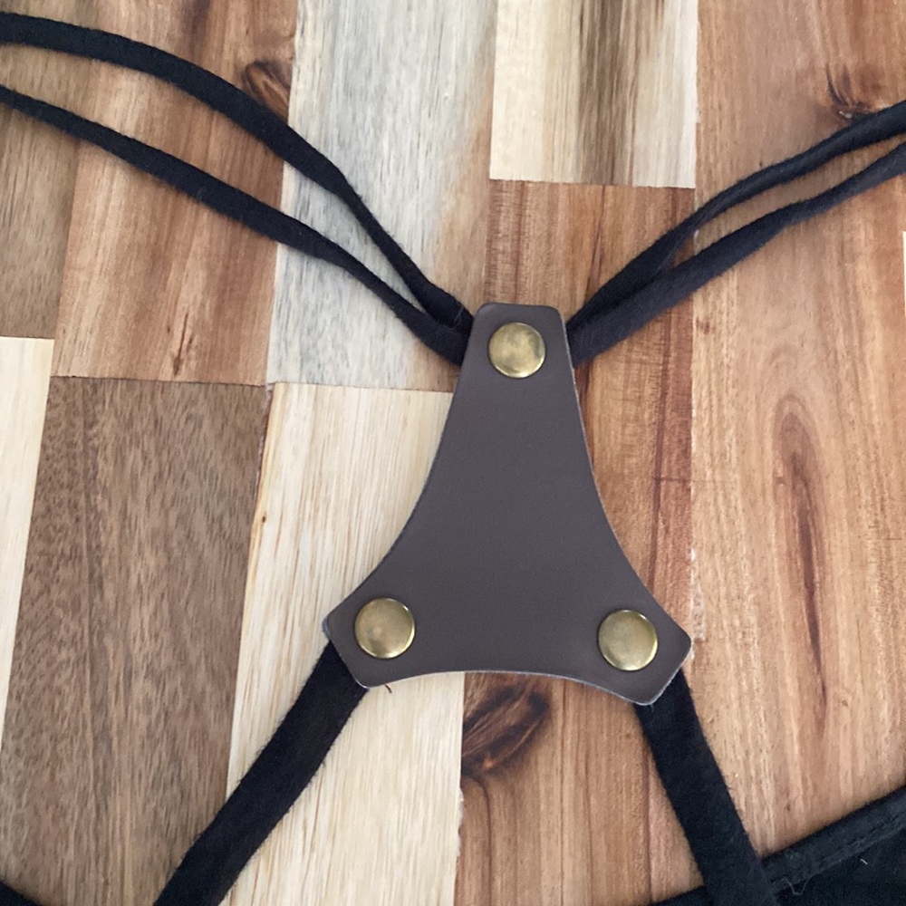 Amazing Vintage Lane Bryant Asymmetrical Hem Dress w/ Faux Leather - Picture 5 of 5